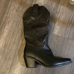 Black vegan leather boots women size 8